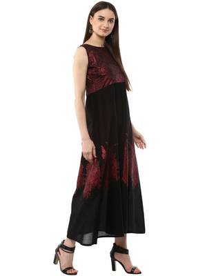 Black printed cotton kurti 5