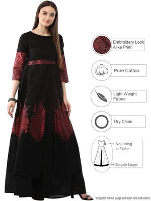 Black printed cotton kurti 2