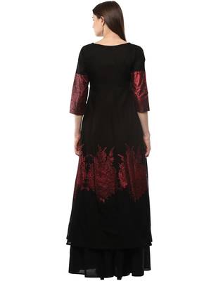 Black printed cotton kurti 3