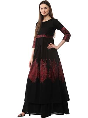 Black printed cotton kurti 1
