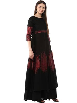 Black printed cotton kurti 4