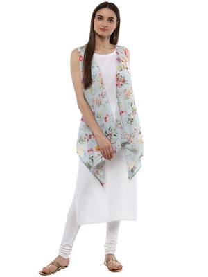 White printed crepe kurti 1