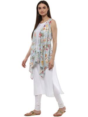 White printed crepe kurti 4