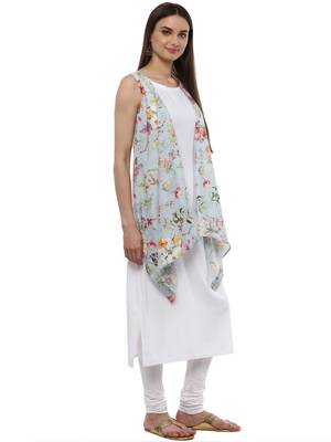 White printed crepe kurti 5