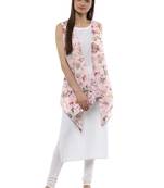 White printed crepe kurti