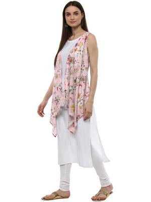 White printed crepe kurti 4