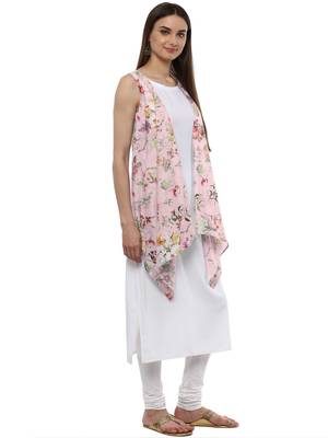 White printed crepe kurti 5