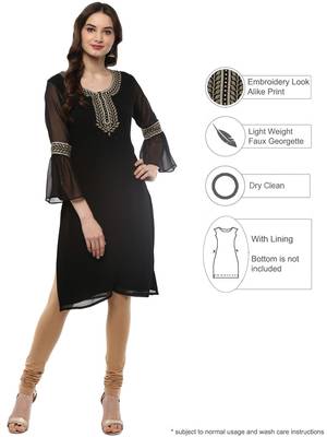 Black printed georgette kurti 2