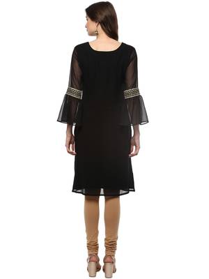 Black printed georgette kurti 3