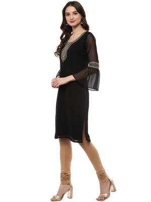 Black printed georgette kurti 4