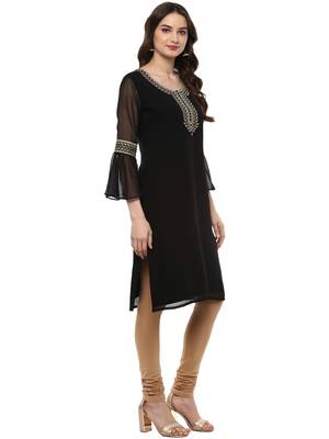 Black printed georgette kurti 5