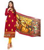 Maroon Embroidered Cotton Salwar
