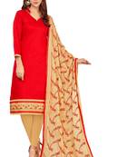 Red Embroidered Cotton Salwar