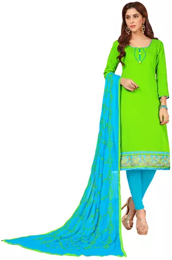 Green Embroidered Cotton Salwar