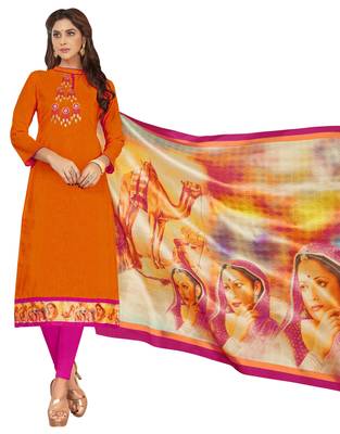 Orange Embroidered Cotton Salwar 1