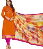 Orange Embroidered Cotton Salwar