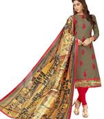 Brown Embroidered Cotton Salwar