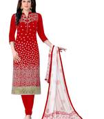 Red Embroidered Cotton Salwar