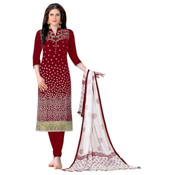Maroon Embroidered Cotton Salwar 1