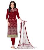 Maroon Embroidered Cotton Salwar