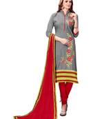 Grey Embroidered Cotton Salwar