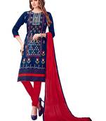 Blue Embroidered Cotton Salwar