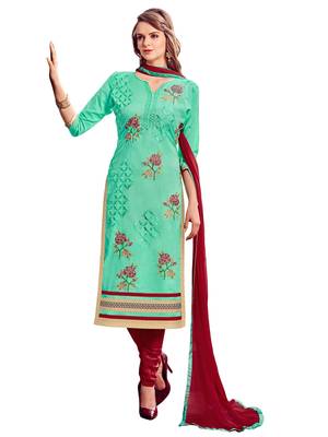 Green Embroidered Cotton Salwar 1