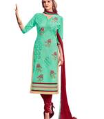 Green Embroidered Cotton Salwar