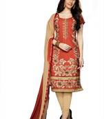 Orange Embroidered Cotton Salwar