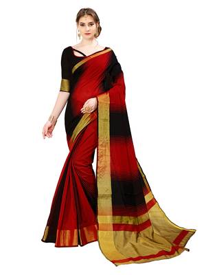Multicolor woven cotton saree with blouse 1