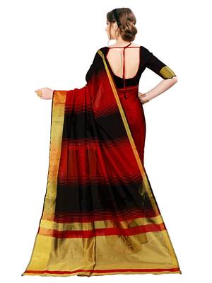 Multicolor woven cotton saree with blouse 2
