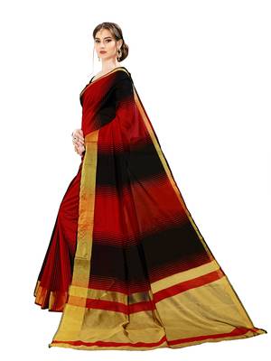 Multicolor woven cotton saree with blouse 3