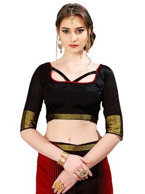 Multicolor woven cotton saree with blouse 4