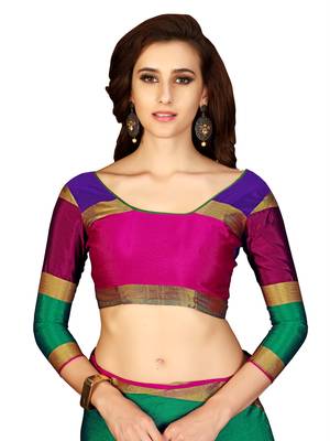 Multicolor woven cotton saree with blouse 4
