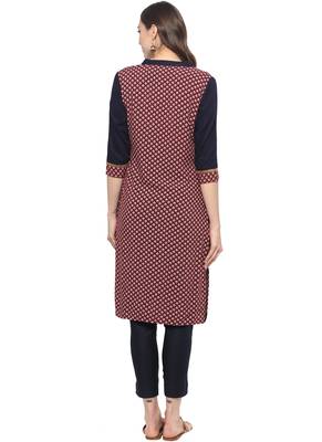 Maroon printed rayon kurti 2