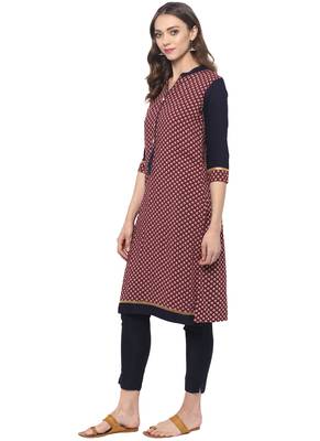 Maroon printed rayon kurti 3