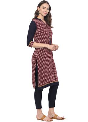 Maroon printed rayon kurti 4