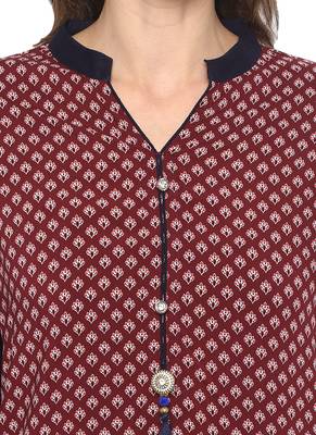 Maroon printed rayon kurti 5