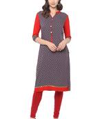 Navy-blue printed rayon kurti