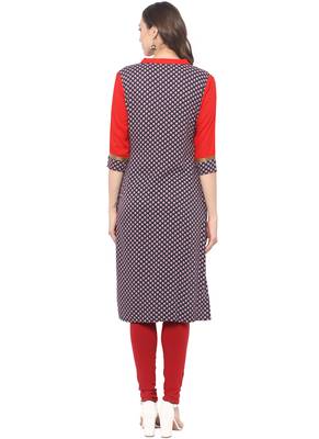 Navy-blue printed rayon kurti 2
