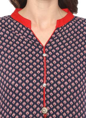 Navy-blue printed rayon kurti 5