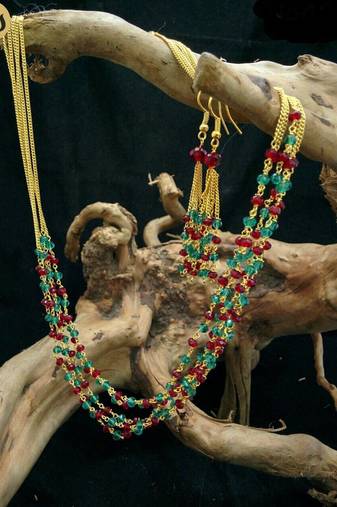 Ruby And Green Crystal Mala