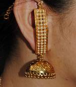 Gold Pearl Jhumka Earrings
