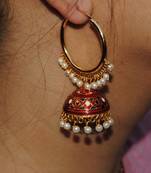 Colorful Red Green Bali Meenakari Jhumkas