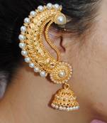 Pearl Gold Ear Cuff Earrings with jhumka