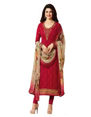 Red embroidered georgette salwar with duptta 1