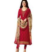 Red embroidered georgette salwar with duptta