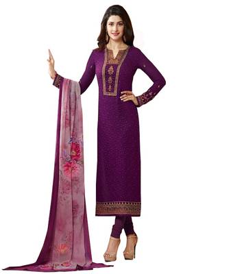 Dark-pink embroidered georgette salwar suit salwar suit with duptta 1