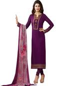 Dark-pink embroidered georgette salwar suit salwar suit with duptta