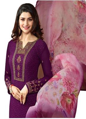 Dark-pink embroidered georgette salwar suit salwar suit with duptta 3